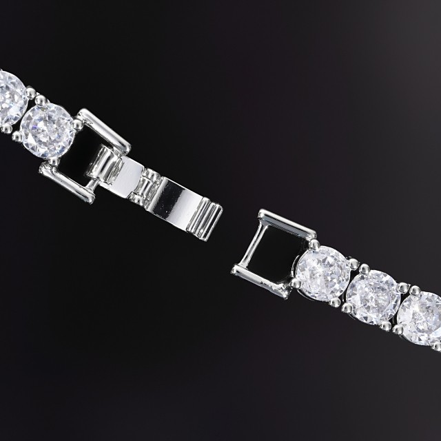 テニスネックレス テニスチェーン 幅5mmストーン【45cm / 50cm】 ホワイトゴールド TENNIS NECKLACE CZダイヤ（キュービック・ジルコニアの通販は