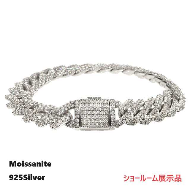 モアサナイト .925Silver １２ｍｍ ／５０ｃｍ マイアミキューバンブレスレット シルバー Moissanite MIAMI CUBAN CHAIN Kronic jewelry