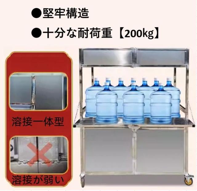 屋台風販売台 ステンレス鋼製屋台セット イベントやお祭りで大活躍のカンタン屋台セット 移動式屋台 模擬店 販売台 夜店 お祭り 縁日 看板 多機能机 タコ焼き　焼きそば クレープ からあげ 業務用 串焼き 折り畳み屋台_4