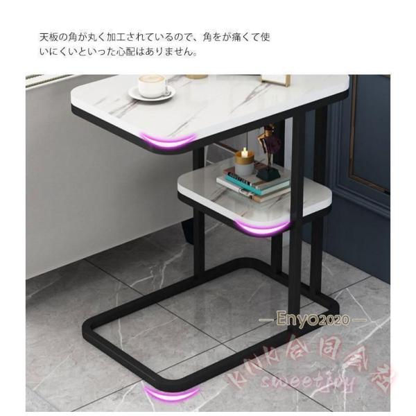 コの字型サイドテーブル昇降キャスター付き KNK(株) 高さ66-106cm北欧ベッド横デスク玄関回転おしゃれ多機能テーブル_9