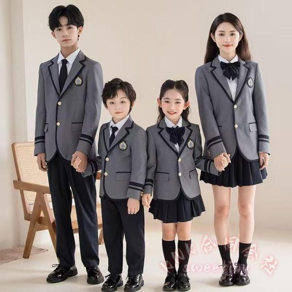 グレー紺ネイビー子供フォーマルスーツKNK(株）男の子女の子の小学生〜中学生向けで七五三お受験結婚式ピアノ発表会にも使えるスカート/セット対応