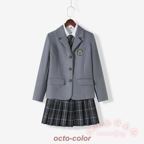卒業式入学式スーツ女の子5点セットKNK(株）チェック柄ジャケット＋スカートなどのジュニアフォーマルで小学生のJK制服風コーデ春秋対応_4