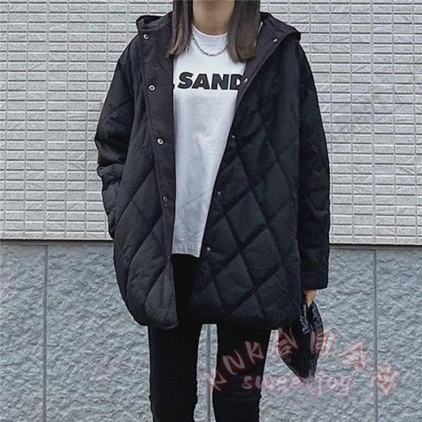 軽い暖かい中綿キルティングコートフード付きKNK(株）レディースのゆったりカジュアル防寒アウターでキルティングカーデ感覚の羽織り_3