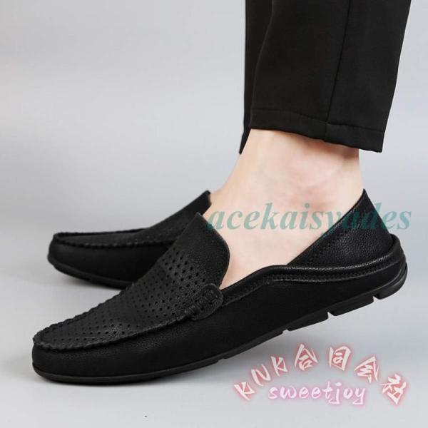 メンズローファー メッシュ 本革 軽量 2WAY履き方 KNK(株） スリッポン モカシン 素足OK 大きいサイズ サボサンダル風 カジュアル 通勤にも_10