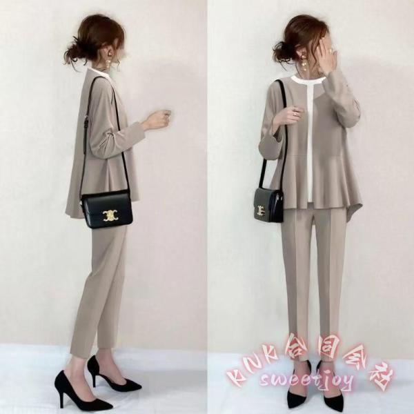 セレモニースーツ レディース パンツスーツ セットアップ KNK(株） 入学式 卒業式 卒園式 入園式 30代40代50代 九分丈 きれいめ 母 服装 通勤にも