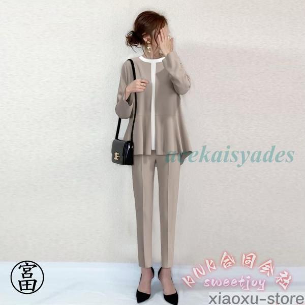 セレモニースーツ レディース パンツスーツ セットアップ KNK(株） 入学式 卒業式 卒園式 入園式 30代40代50代 九分丈 きれいめ 母 服装 通勤にも