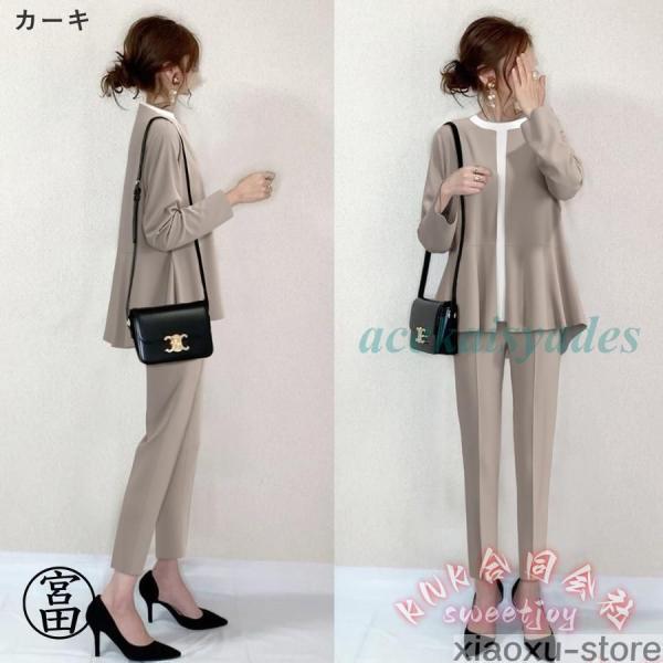 セレモニースーツ レディース パンツスーツ セットアップ KNK(株） 入学式 卒業式 卒園式 入園式 30代40代50代 九分丈 きれいめ 母 服装 通勤にも