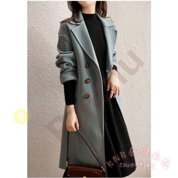 40代向けパール付き無地ニットワンピースKNK(株）秋冬長袖でロング丈フレアスカートの上品韓国風大人ワンピ＆ニットインナーにも