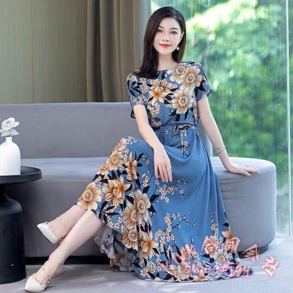 ワンピース レディースマキシ 花柄マキシ丈ロング 夏春40代50代Aライン半袖 KNK(株） ゆったり大きいサイズ カジュアルおしゃれ 人気マキシワンピ