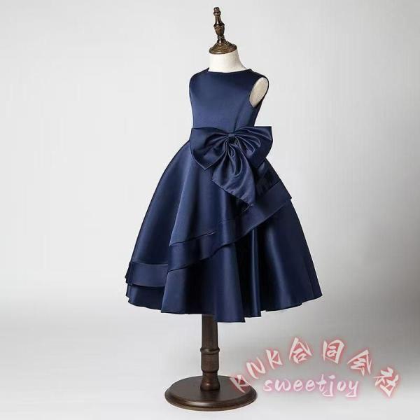子供ドレス 160 女の子 ピアノ発表会 ロング Aライン KNK(株） ワンピース 紫 赤 リボン付き おしゃれ キッズドレス こども 結婚式 演奏会 舞台衣装にも