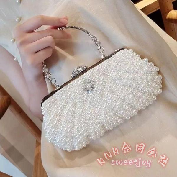 パールバッグ 結婚式 パーティーバッグ 3WAY がま口 ハンドバッグ KNK ショルダーバッグ 斜めがけ 成人式 二次会 ビーズ 上品 レディース 華やか お呼ばれに