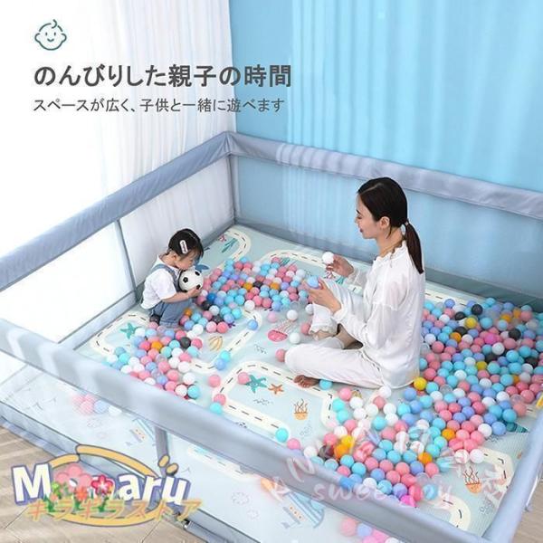 ベビーサークル メッシュ 大型 120×160cm ハイタイプ 扉付き 収納バッグ付き 遊び場 滑り止め 洗濯可 フェンス 高さ63cm KNK(株) 安心スペースづくりに便利_5