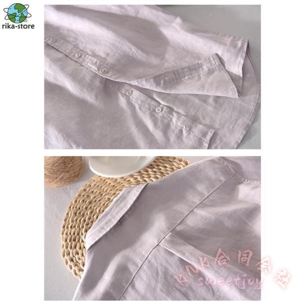 シャツ メンズ リネン 麻シャツ カジュアルシャツ ビジネス オフィス 秋服 シンプル 無地 長袖 ロールアップ 通勤 KNK(株) さらっと快適 きれいめにも着回せる_12