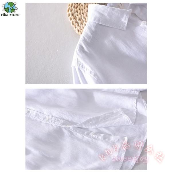 シャツ メンズ リネン 麻シャツ カジュアルシャツ ビジネス オフィス 秋服 シンプル 無地 長袖 ロールアップ 通勤 KNK(株) さらっと快適 きれいめにも着回せる_8