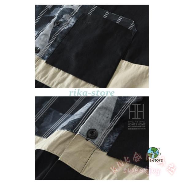 シャツ メンズ 長袖 柄シャツ おしゃれ ポケット付き 春 春服 大きいサイズ カジュアルシャツ シャツジャケット トップス KNK(株) 羽織りにも便利_13