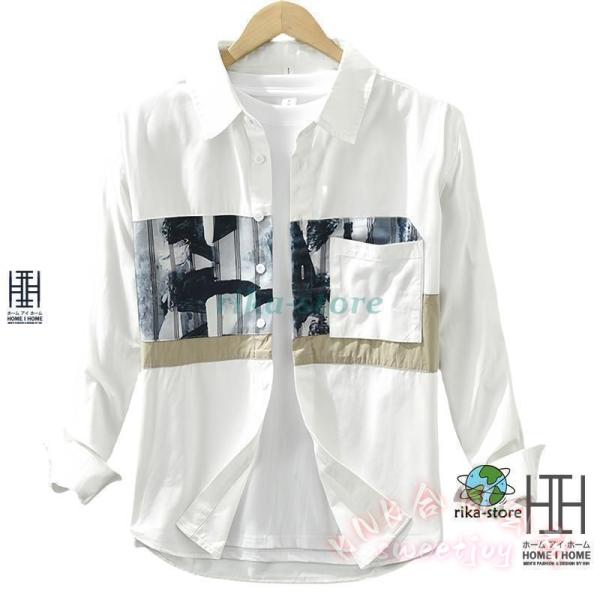 シャツ メンズ 長袖 柄シャツ おしゃれ ポケット付き 春 春服 大きいサイズ カジュアルシャツ シャツジャケット トップス KNK(株) 羽織りにも便利_7
