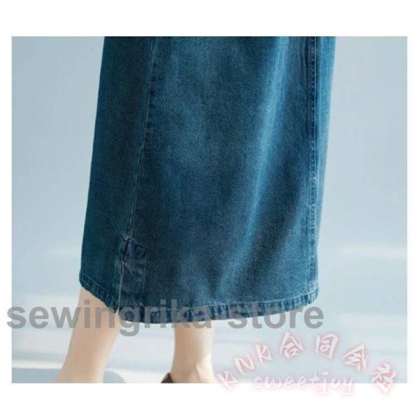 ジャンパースカート デニム レディース 大人 ジャンスカ ミモレ丈 カジュアル KNK(株) 春秋も夏も 着回し可愛いサロペット風
