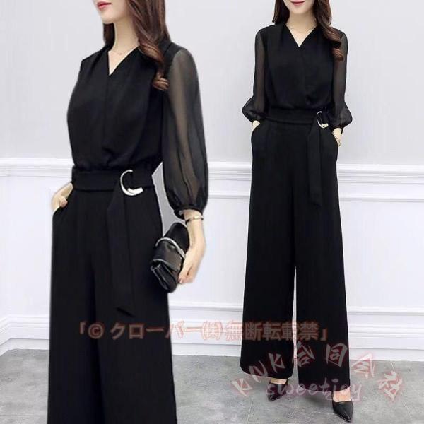 結婚式 パンツドレス パーティードレス 20代30代40代 袖あり 女性 お呼ばれ KNK(株) 服装に迷わない きれいめフォーマルで体型カバー