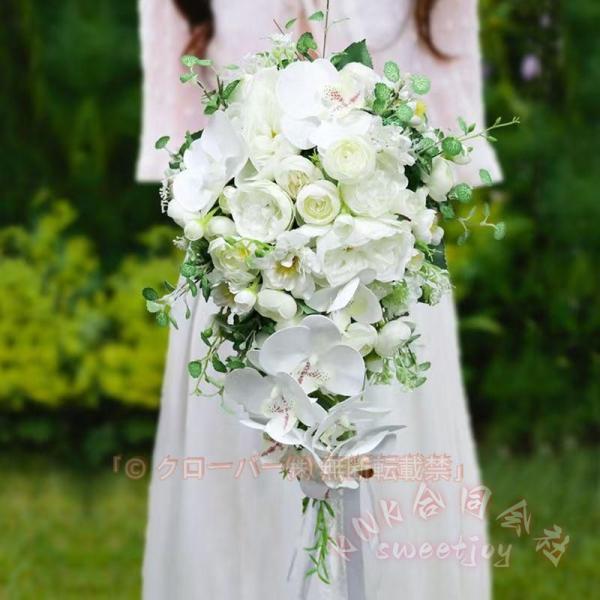 ウエディングブーケ 造花 バラ 花束 ブートニア KNK(株) 手首の花付き 