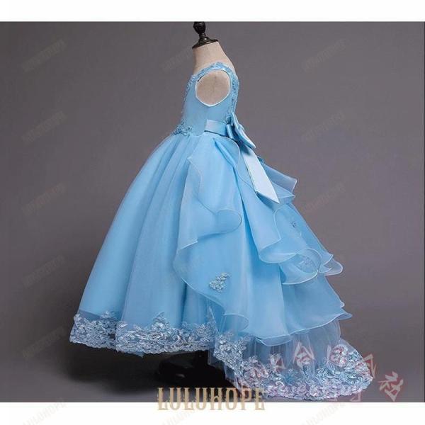 子供ドレス 発表会 結婚式 ロングドレス ジュニア KNK(株) フィッシュテール レッド 紺色 ブルー ホワイト キッズドレス 写真映え ピアノ 演奏会