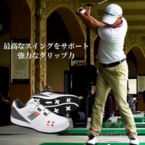 ゴルフシューズ ダイヤル式 メンズ/レディース 防水 スパイクレス 幅広KNK軽量フィット感 練習場にも 大きいサイズ対応 スニーカー風 白おすすめ 歩きやすい_15