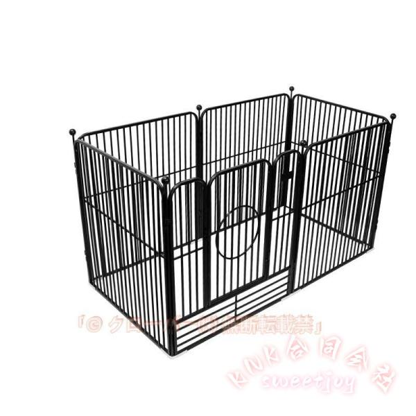 ペットサークル スチール製 ペットフェンス ドア付き DIY 脱走防止 ゲート 大型犬 中型犬 6枚 80×90cm KNK（株） 屋内 屋外 取付簡単 留守番 安全柵