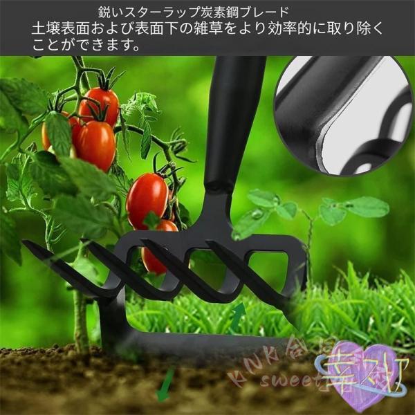 草取り道具 雑草取り 草むしり 便利グッズ 2in1 土ほぐし 種まき 除草 葉集め 柄付き KNK（株） 園芸用品 ガーデニング 草取りグッズ 時短_4