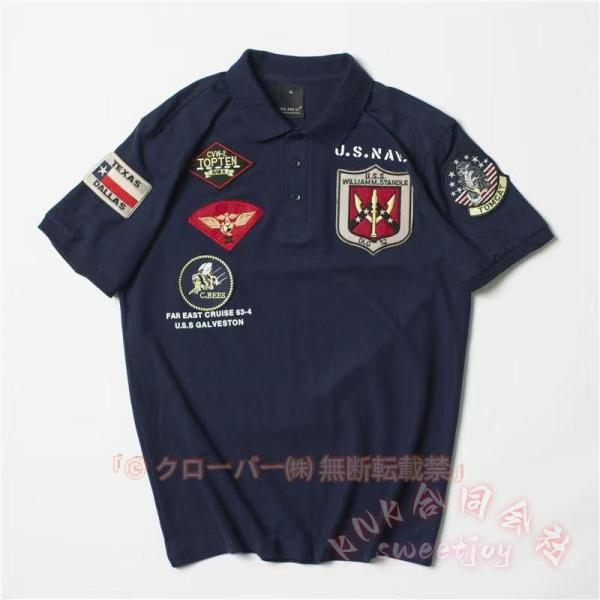 ポロシャツ メンズ 半袖 きれい目 KNK（株） カジュアル おしゃれ ワッペン ミリタリー風 ゴルフ スポーツ ビジネス対応 鹿の子 夏 大きいサイズ アメカジ