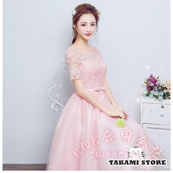 ミモレ丈ドレス結婚式ワンピース袖付きKNKパーティードレス袖あり大きいサイズ体型カバーピンクシャンパンS/M/L/XL/2XL母親発表会にも上品で華やか_4