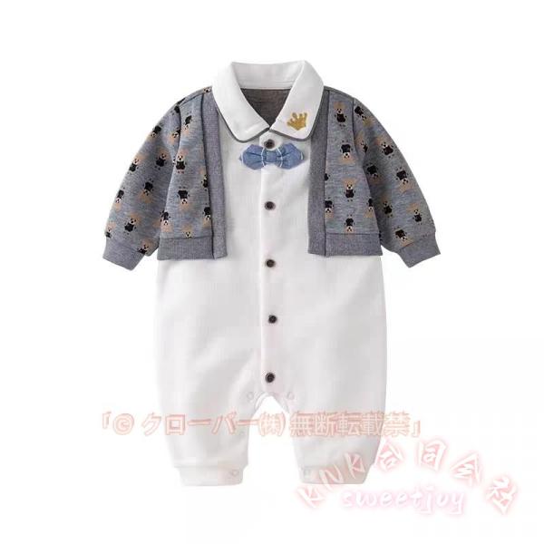 セレモニードレス 男の子 ベビーロンパース カバーオール 新生児 KNK（株） お宮参り 退院 フォーマル 結婚式 出産祝い ギフト くまモチーフ 写真撮影 記念日に