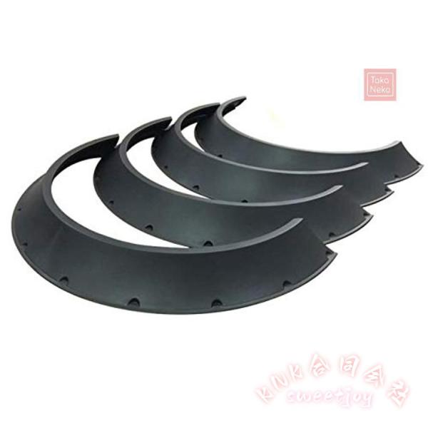 汎用オーバーフェンダー 4枚セット PP製 KNK（株） 出幅80mm 艶消し黒 マットブラック 軽量 ワイドフェンダー カスタム 外装パーツ_1