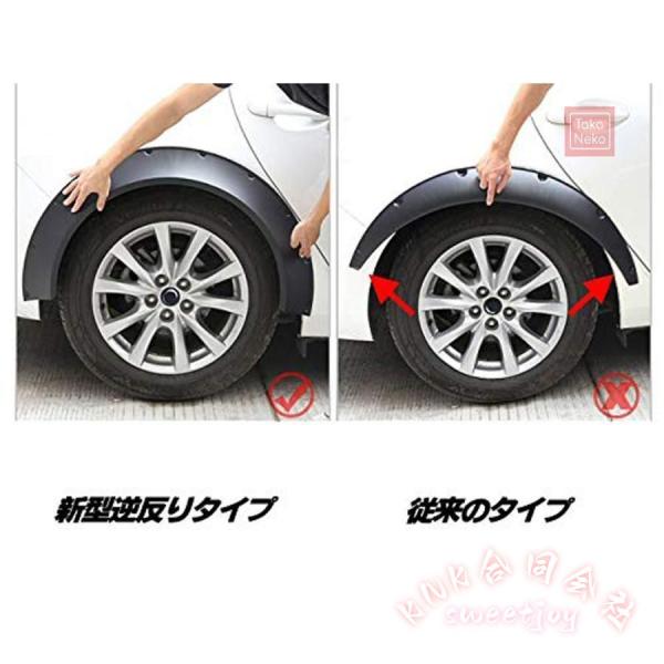 汎用オーバーフェンダー 4枚セット PP製 KNK（株） 出幅80mm 艶消し黒 マットブラック 軽量 ワイドフェンダー カスタム 外装パーツ_3