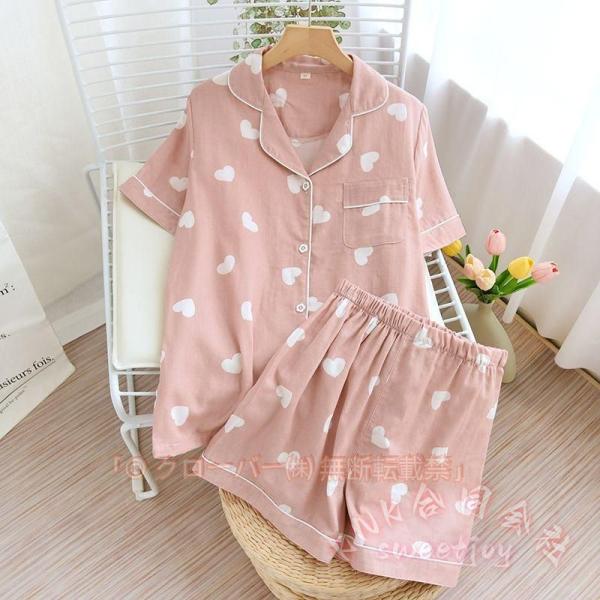 半袖パジャマ 3点セット 綿100 ダブルガーゼ KNK（株） 前開き テーラー襟 ハーフパンツ+長パンツ 敏感肌 春夏 肌触り ルームウェア