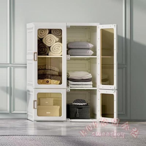 -折りたたみワードローブ 6格納×4扉 クローゼット KNK（株） ハンガーラック収納 組立簡単 省スペース 耐久 軽量 移動便利 新生活