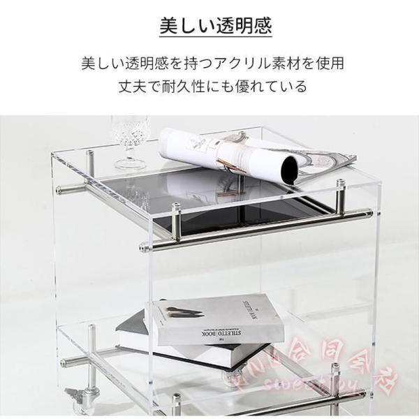 アクリル サイドテーブル 2段 クリア 透明 スリム ミニテーブル KNK(株） 高級感 軽量 ベッドサイド ディスプレイ 収納テーブル 机 デスク リビング 寝室に_5