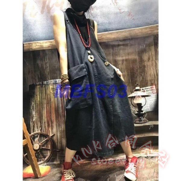 デニムワンピース ジャンパースカート カシュクール KNK(株) マタニティ 授乳服 ロングワンピース サロペット オーバーオール 大きいサイズ 秋 体型カバー_5