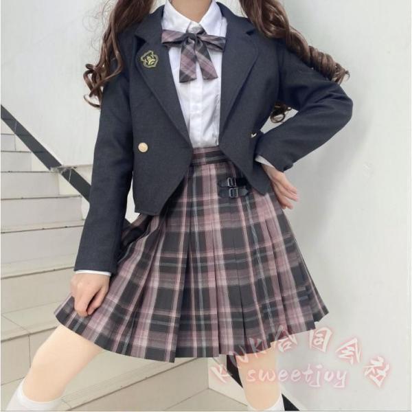 入学卒業式女子フォーマルスーツ5点セット卒服お受験JK制服チェックKNK(株）スカートブレザー発表会ジュニアキッズおしゃれアンサンブル
