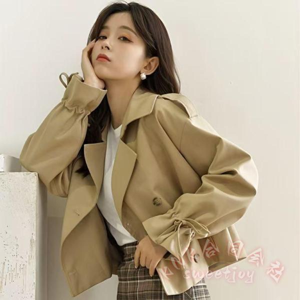 トレンチコート レディース ショート丈 Aライン きれいめ KNK(株） 体型カバー ゆったり 春秋 アウター スプリング 秋コーデ 上品