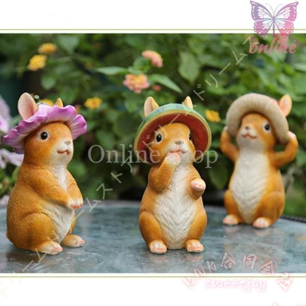 ガーデニング置物 うさぎ オーナメント おしゃれ かわいい ラビット 動物 北欧 庭飾り 兎オブジェ ガーデン雑貨 KNK(株） うさぎ庭飾り