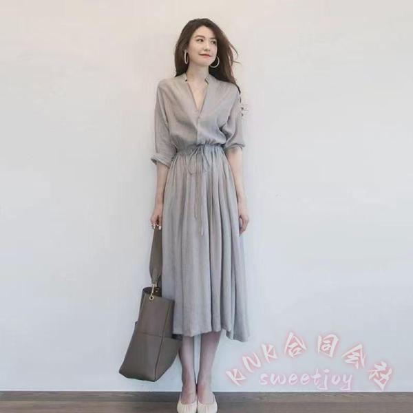 ワンピースレディース長袖ストライプAライン体型カバー着痩せロングシャツ春夏秋キレイめ KNK(株） おしゃれコーデ簡単大人女性のデイリーに最適