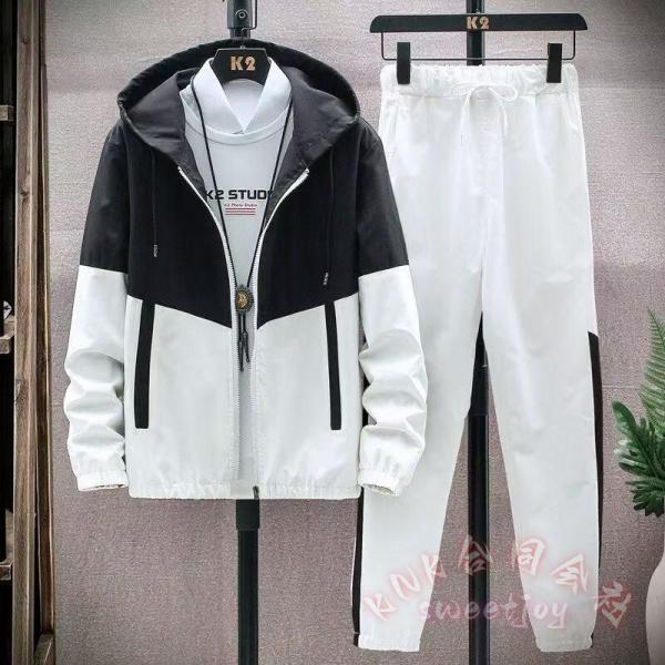 ウインドブレーカー上下 メンズ 薄手 配色 セットアップ KNK(株） 運動着 カジュアル おしゃれ 春物 ジャケット パンツ 軽量 ルームウェアにも