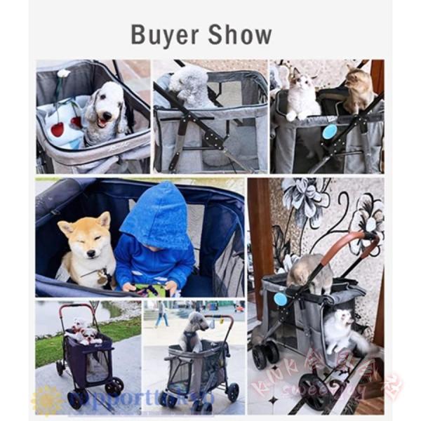 大型犬用 ペットベビーカー 4輪 折りたたみ KNK（株） 乳母車 大型ペットカート 高級 キャリアカート 猫犬など用 ブルー 大型犬 多頭 走行安定 旅行_11