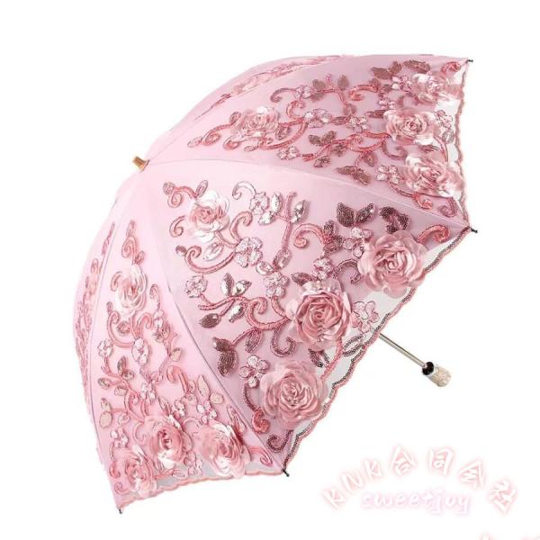 折りたたみ傘レトロ花柄ローズ自動ワンタッチ超撥水かわいい日傘雨晴兼用持ち運び便利KNK(株）女の子心をくすぐる可愛いフラワー傘