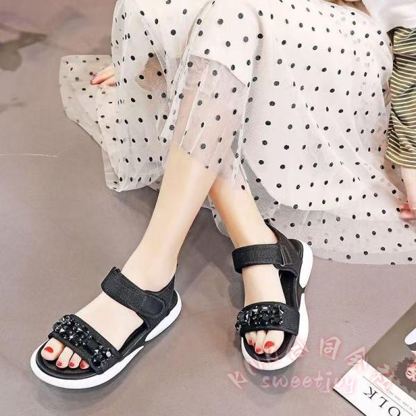 レディース厚底スポサンラインストーン3Eプラットフォームビーサンウォーキングおしゃれ夏KNK(株）キラキラで脚長効果抜群のフラットサンダル