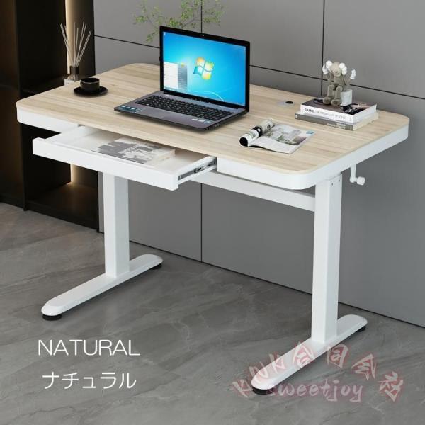 オフィスデスク 昇降式 幅100cm KNK（株） 引き出し付きデスク スタンディングデスク パソコンデスク 昇降テーブル 回転レバー 無段階 高さ調節 学習机 在宅_12