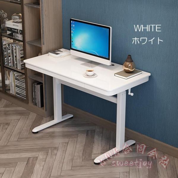 オフィスデスク 昇降式 幅100cm KNK（株） 引き出し付きデスク スタンディングデスク パソコンデスク 昇降テーブル 回転レバー 無段階 高さ調節 学習机 在宅_3