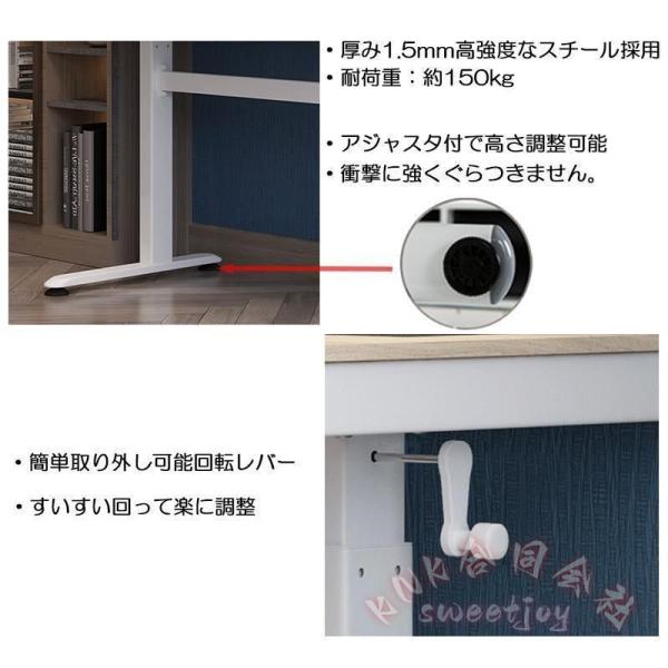 オフィスデスク 昇降式 幅100cm KNK（株） 引き出し付きデスク スタンディングデスク パソコンデスク 昇降テーブル 回転レバー 無段階 高さ調節 学習机 在宅_9