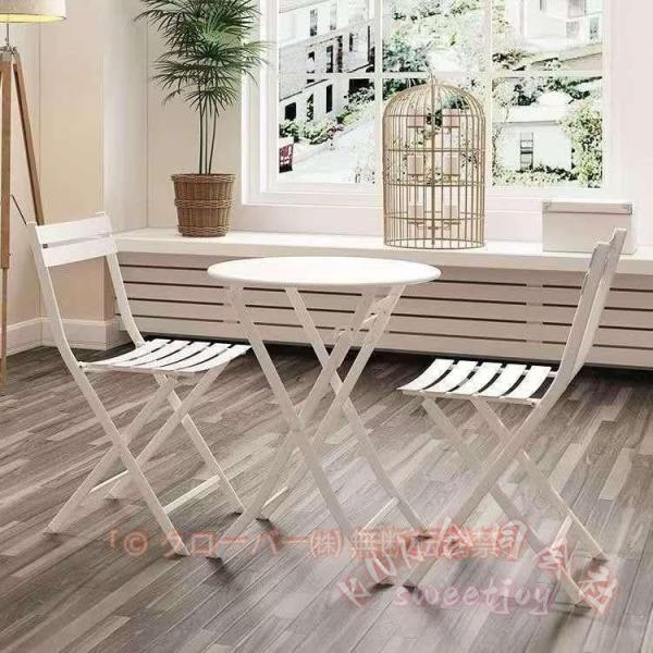 ガーデンテーブルセット 3点 完成品 KNK（株） アイアン 雨ざらしOK 雨に強い 折りたたみ ベランダ 直径60cm 2人掛け 屋外 セット 組立不要 おしゃれ