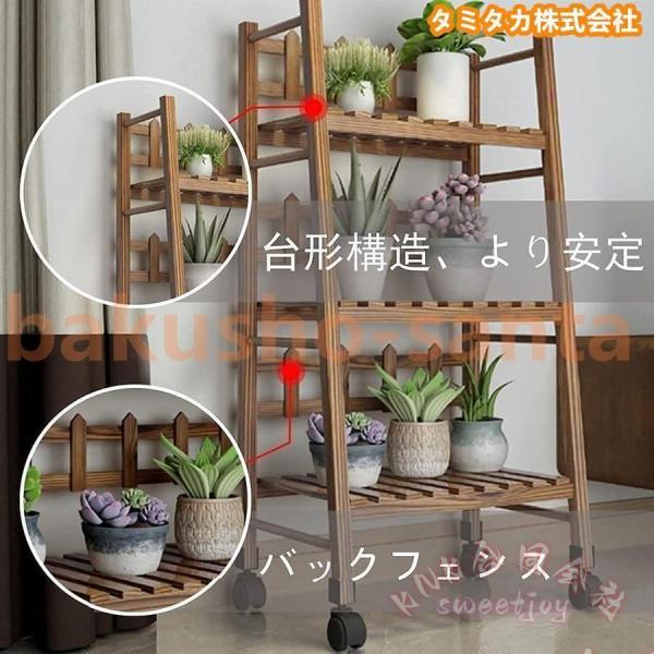 フラワースタンドガーデンラックキャスター付き簡単組み立て木製大容量室内屋外 KNK(株） 花台ガーデニング盆栽棚多肉植物多機能収納幅80cm_4