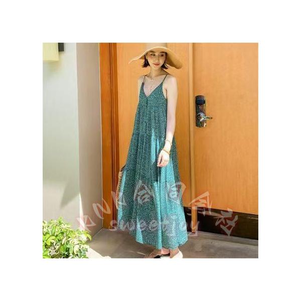 リゾートワンピースハワイアンマキシキャミ夏ロング丈おしゃれマキシワンピキャミワンピースKNK(株）ビーチや旅行にぴったりなトロピカルワンピ 5,734円